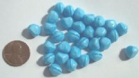30 9mm Satin Blue Nugget Beads